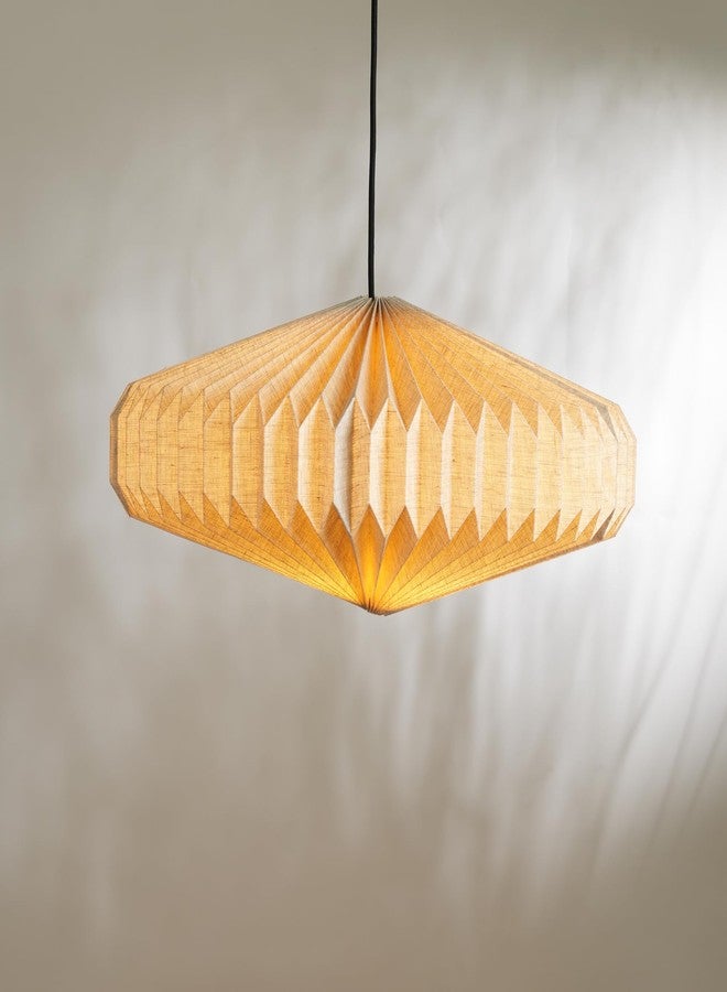 FIG Living Oblong 2 Pendant Lamp (Linen) | 54x54x21 cm (Medium) | Luxury & Durable Handmade Origami Design Ceiling Lamp & Chandelier | Ideal for Dining Room, Living Room & Cafe (Bulb Not Included) - Image 1